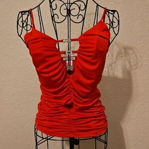 Body Central Bold Red Ruched Camisole